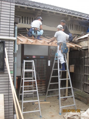 玄関,下屋下地,化粧垂木
