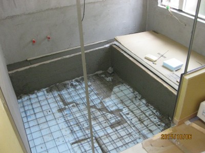 浴室土間断熱工事,スタイロフォーム充填